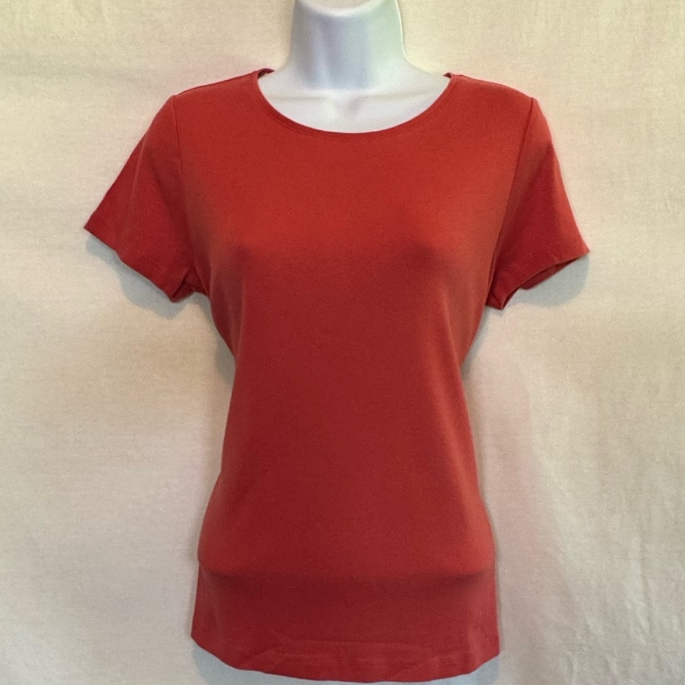 F-156 St. John’s Bay Orange Short Sleeve Pullover Blouse Size M